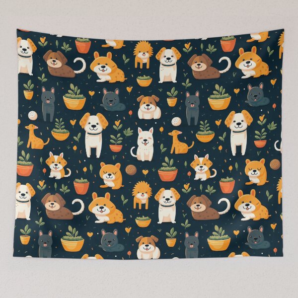 Item preview, Whimsical Dog Art Illustrations - Cheerful and Bright Patterns for Creative Wallpaper and Attractive Textile Designs" designed and sold by sippapas.
