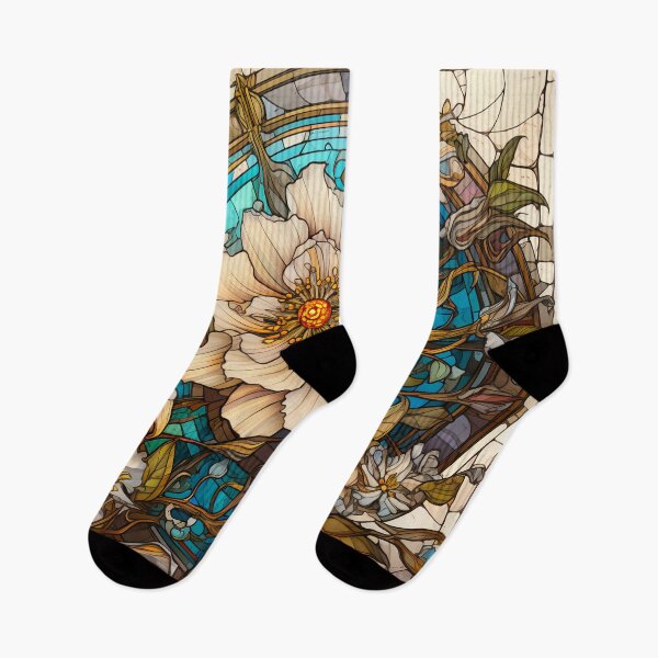 Item preview, Steampunk twisted Flowers on Broken Stained Glass designed and sold by BrandonArtWorld.