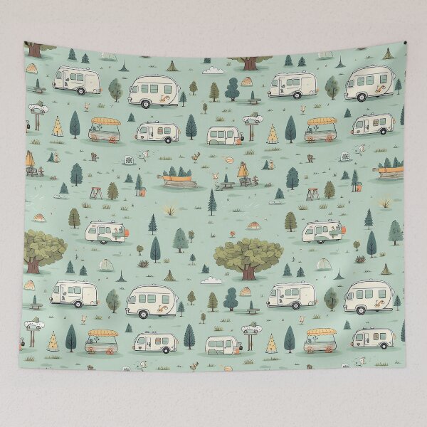Item preview, Cute Cartoon RV Camper Vans Living the #VanLife in the Lovely Outdoors designed and sold by FazStuffStore.