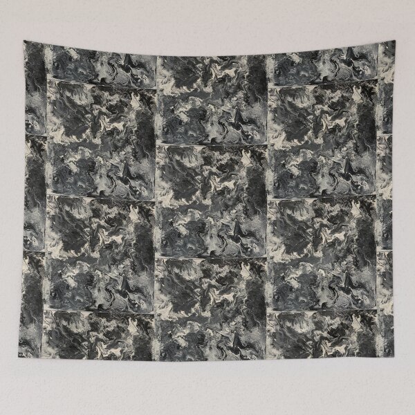 Item preview, Deep Waters, Black white and gray, abstract pour painting  designed and sold by IICents.
