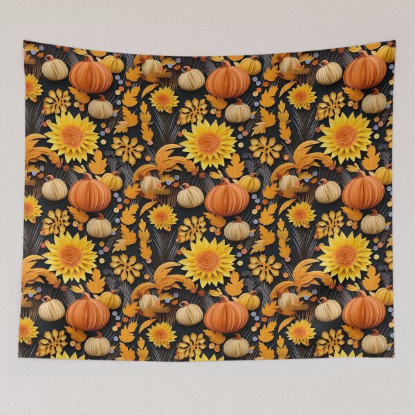 Item preview, Autumn Harvest Pattern - 3D Paper Art - Pumpkins designed and sold by JoanNinjaHen.