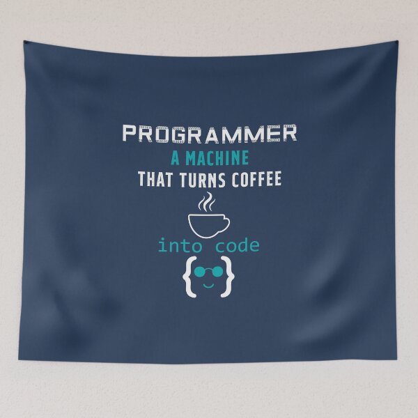 Item preview, Programmer A machine that turns coffee into code, a funny joke for programming lovers and developers designed and sold by abdelhak2005.