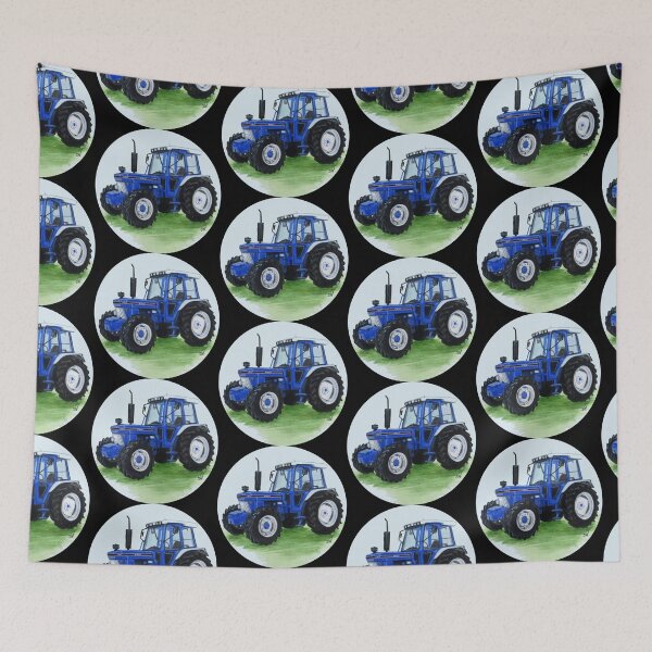 Item preview, Blue Classic Tractor (black background) designed and sold by SandraWarmerdam.