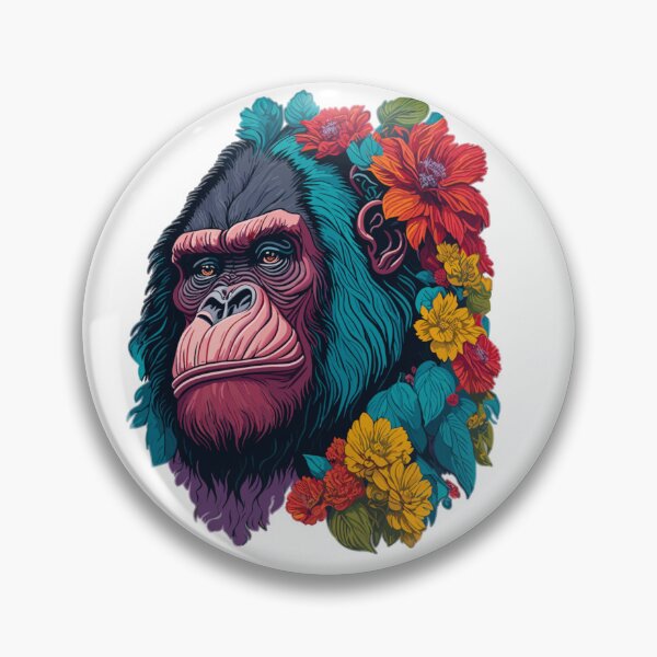 Item preview, Colorful Gorilla with Flowers designed and sold by FocusChillax.
