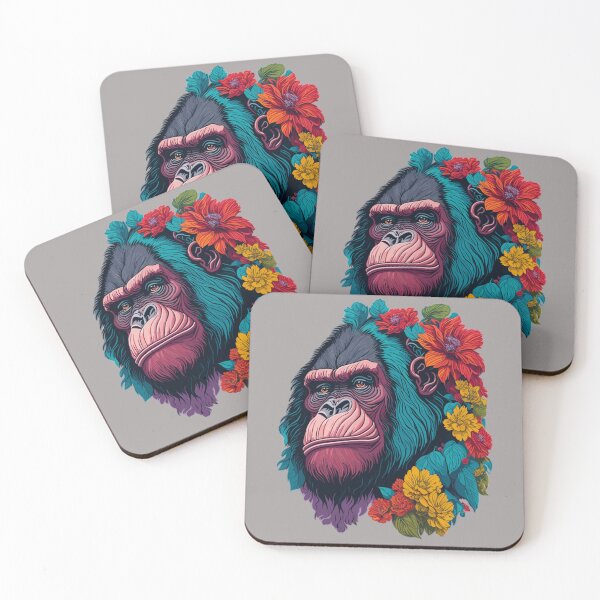 Item preview, Colorful Gorilla with Flowers designed and sold by FocusChillax.
