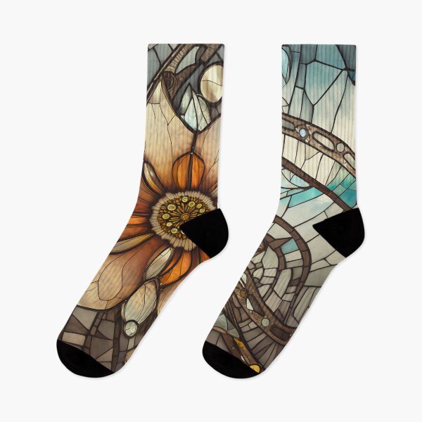 Item preview, Steampunk twisted Flowers on Broken Stained Glass designed and sold by BrandonArtWorld.
