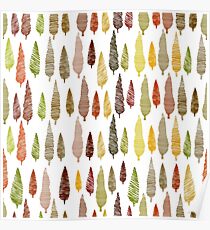 Seamless hand drawn vector pattern with different spruces Poster