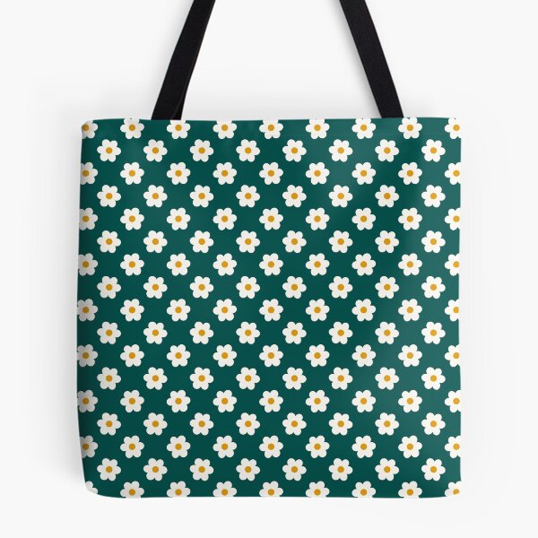 Artikelvorschau, Einfaches Blumenmuster in Dunkelgrün und Elfenbein, ein „Itty-Bitty Blossoms“-Design! entworfen und verkauft von StudioSquiggly.