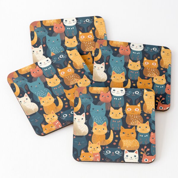 Item preview, Smiling happy colourful cats pattern designed and sold by SmileshareShop.