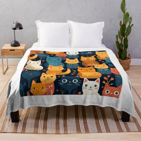 Item preview, Smiling happy colourful cats pattern designed and sold by SmileshareShop.