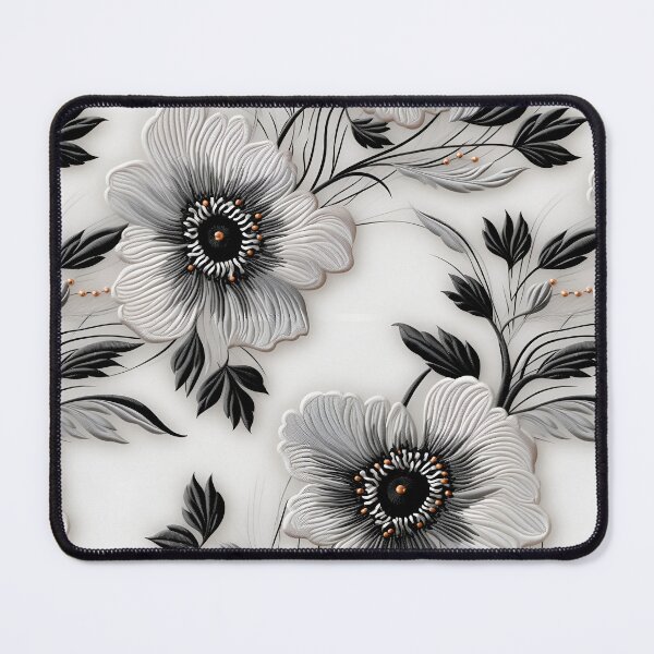 Item preview, White flowers embroidery lace design pattern  designed and sold by Trendy-Artistry.