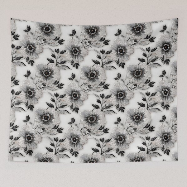 Item preview, White flowers embroidery lace design pattern  designed and sold by Trendy-Artistry.