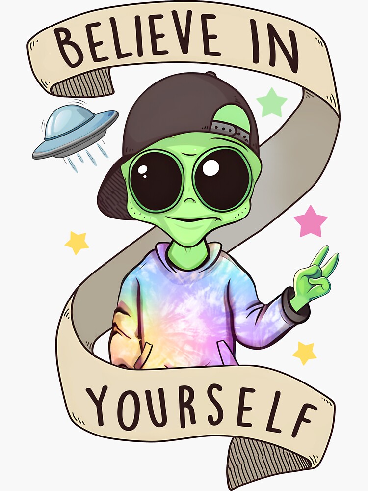 thumbnail image 2 of Funny Alien Shopping Bag – 'Believe In Yourself' UFO Themed Shoulder Bag For Groceries & Gifts 2 of 11