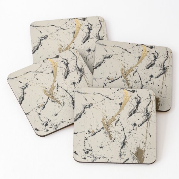 Item preview, Unruly, Black white and gold abstract splatter and drip painting  designed and sold by IICents.