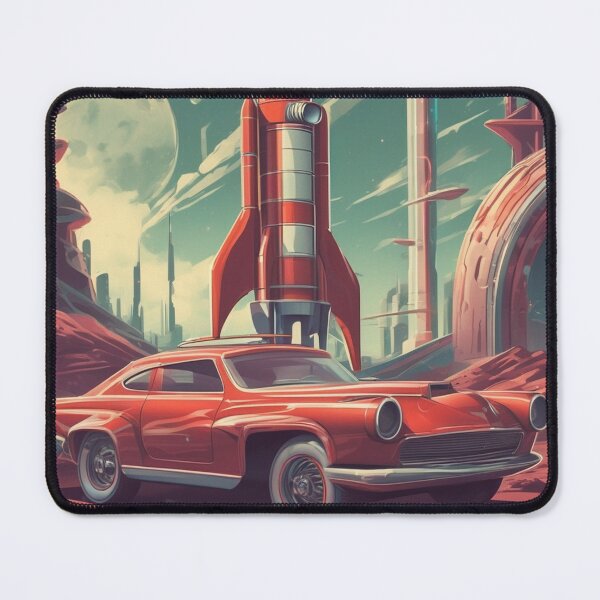Item preview, Retrofuturistic car and rocket designed and sold by By Nayla.