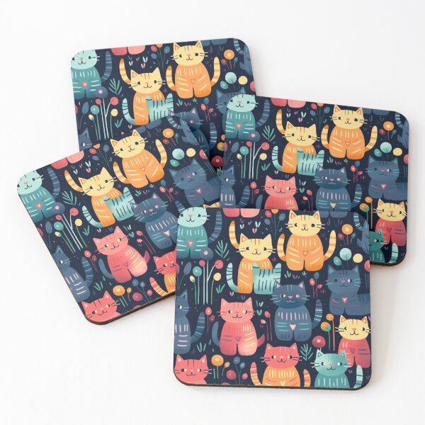 Item preview, Smiling positive colourful cats pattern designed and sold by SmileshareShop.