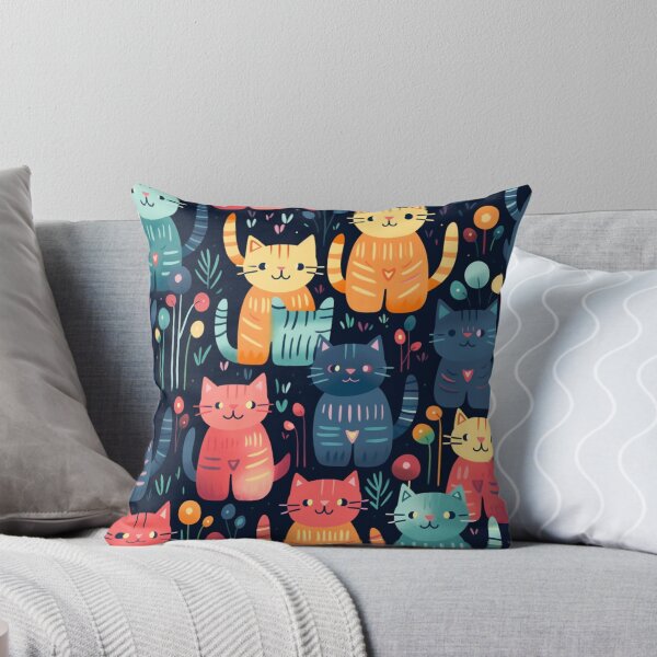 Item preview, Smiling positive colourful cats pattern designed and sold by SmileshareShop.