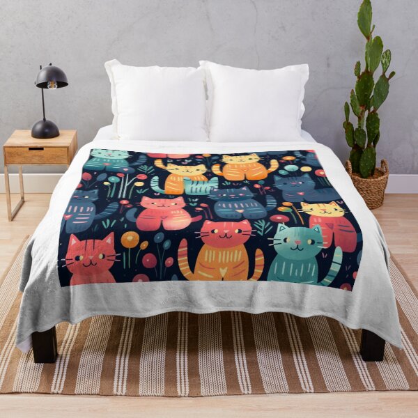Item preview, Smiling positive colourful cats pattern designed and sold by SmileshareShop.