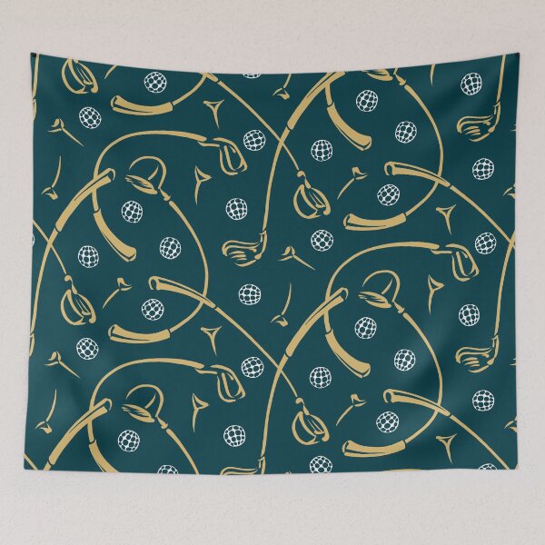 Item preview, Golf Driving ‘n Putting Pattern | Deep Teal Green + Gold designed and sold by L Diane Johnson.