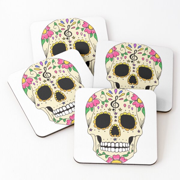 Item preview, Sugar Skull with musical notes and flowers  designed and sold by crispy choons.