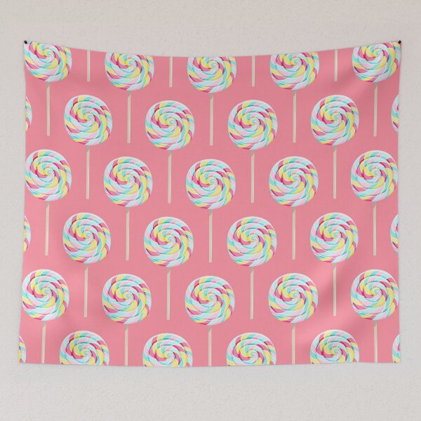 Item preview, whirly pops - pastel rainbow on pink designed and sold by littlearrow.