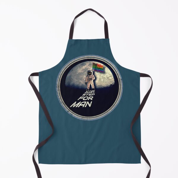 Item preview, PRIDE MOON LANDING: ROUND DISTRESSED STYLE- ONE SMALL STEP FOR MAN Inspirational, words with an American rainbow flag designed and sold by tinytiger77.