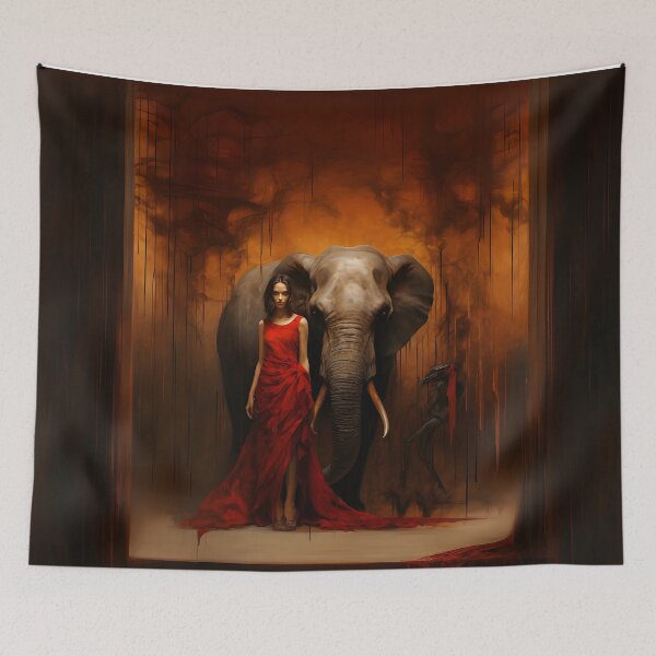 Item preview, Elephant and Woman in Fantasy designed and sold by MyDearWorld.