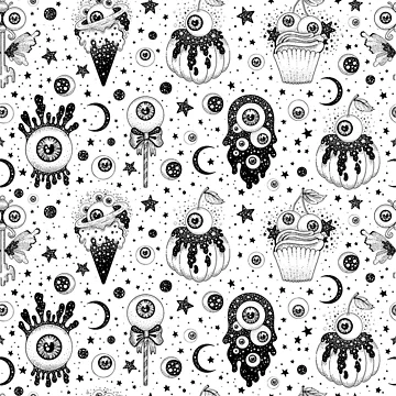 Artwork thumbnail, Goth Eyeball Pattern by ReeReeDesigns