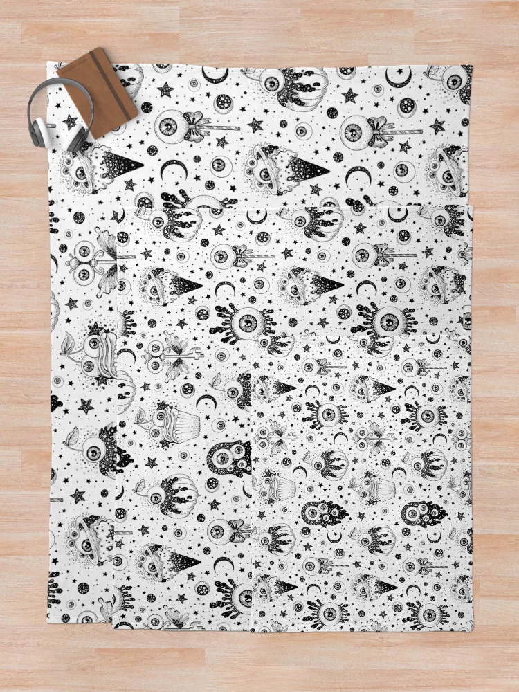 Thumbnail 5 of 6, Throw Blanket, Goth Eyeball Pattern designed and sold by ReeReeDesigns.
