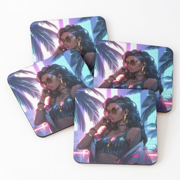Item preview, Cyberpunk Alexis in Miami: Embrace the Futuristic Elegance of a Neon Paradise! designed and sold by RIAiCreations.