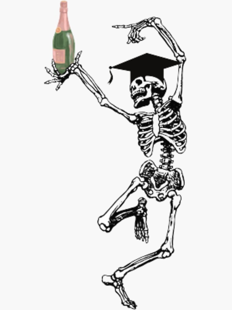Skeleton with graduation hat Sticker