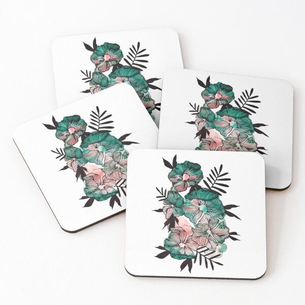 Item preview, Green Orange Watercolor Flowers Lea designed and sold by BEATRIZKOBORI.