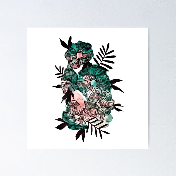 Item preview, Green Orange Watercolor Flowers Lea designed and sold by BEATRIZKOBORI.