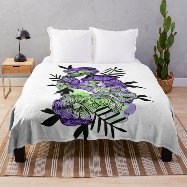 Item preview, Purple Green Watercolor Flowers Lea designed and sold by BEATRIZKOBORI.