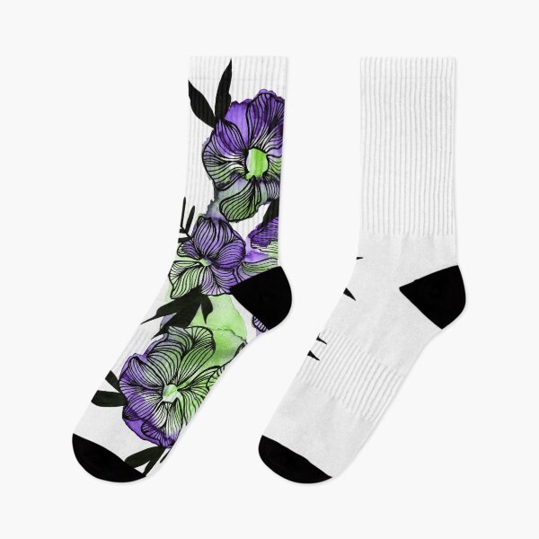 Item preview, Purple Green Watercolor Flowers Lea designed and sold by BEATRIZKOBORI.