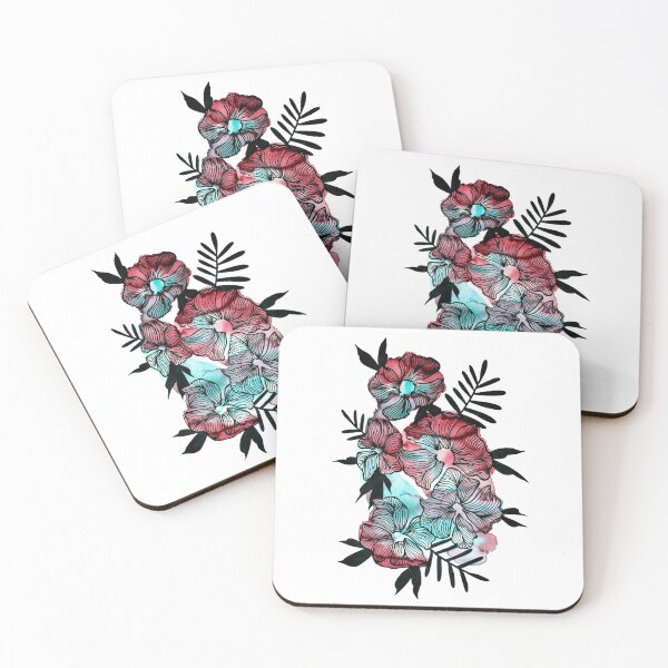Item preview, Red Blue Watercolor Flowers Lea designed and sold by BEATRIZKOBORI.
