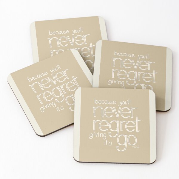 Item preview, No Regrets inspirational quote wall art designed and sold by Ella Scott.