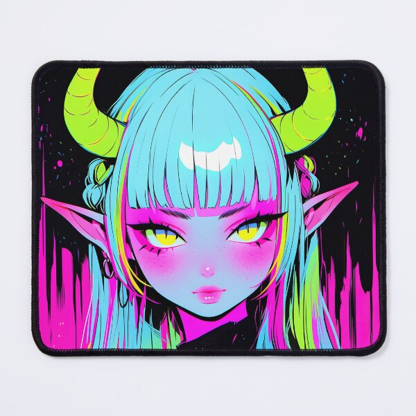 Item preview, Kawaii Neon Horned Anime Girl designed and sold by bubblegoth.