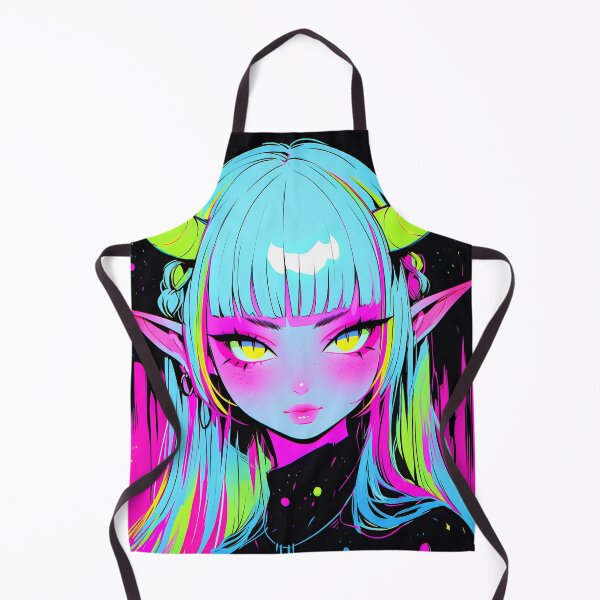 Item preview, Kawaii Neon Horned Anime Girl designed and sold by bubblegoth.