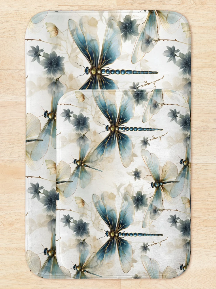 Thumbnail 5 of 6, Bath Mat, Dragonfly Pattern 1 designed and sold by DigitalPatternx.