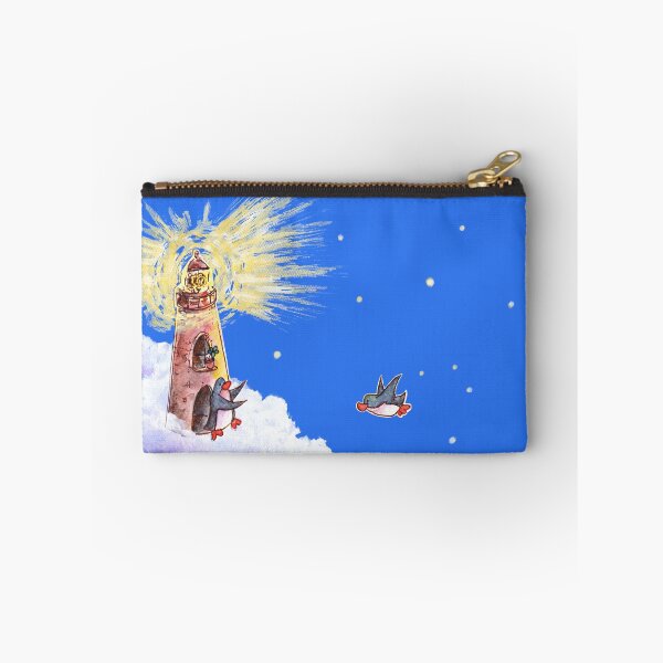 Item preview, Penguin flies across night sky to penguin waiting outside lighthouse. designed and sold by PenguinGirl-Art.
