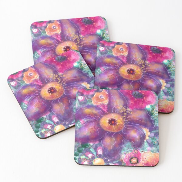 Item preview, Whimsical Floral Poppies Lily Teal Pink Purple Orange designed and sold by oceanlady65.