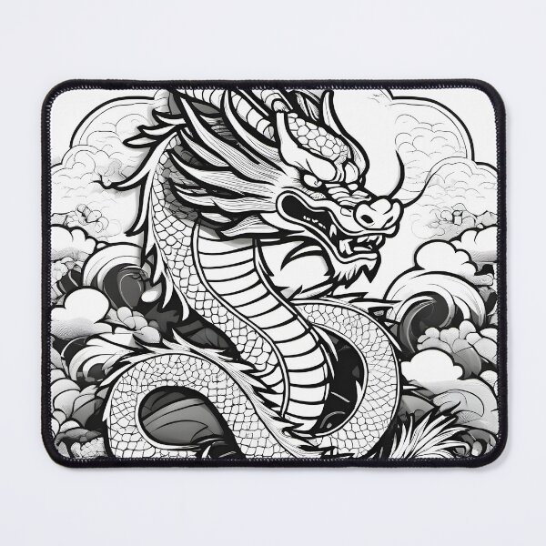 Item preview, Black and White Japanese Dragon Illustration designed and sold by DeepSeeAI.