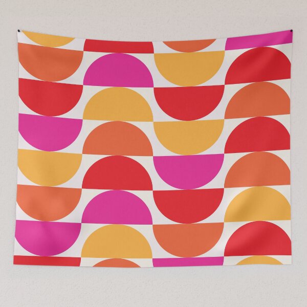Item preview, Mid Century Minimalist Abstract Colorful Half Circles Pattern  designed and sold by Yasminepatterns .