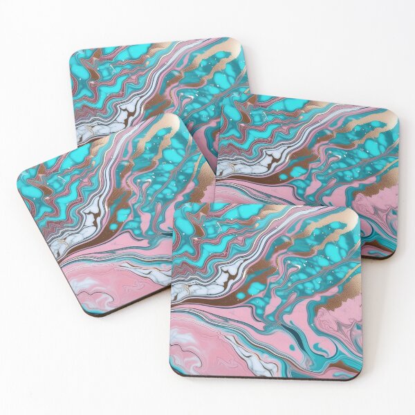 Item preview, Pink & Turquoise Marble with Flecks of Gold designed and sold by BirdsnStuff.