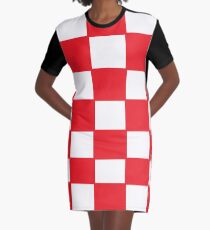 Rotes Schachbrett Kroatien T-Shirt Kleid