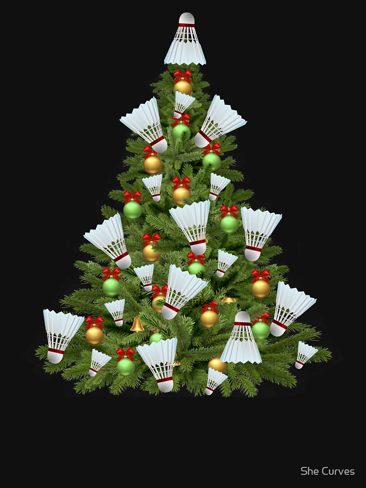 Thumbnail 7 of 7, Classic T-Shirt, Christmas tree badminton fan designed and sold by PuddleLaneArt.
