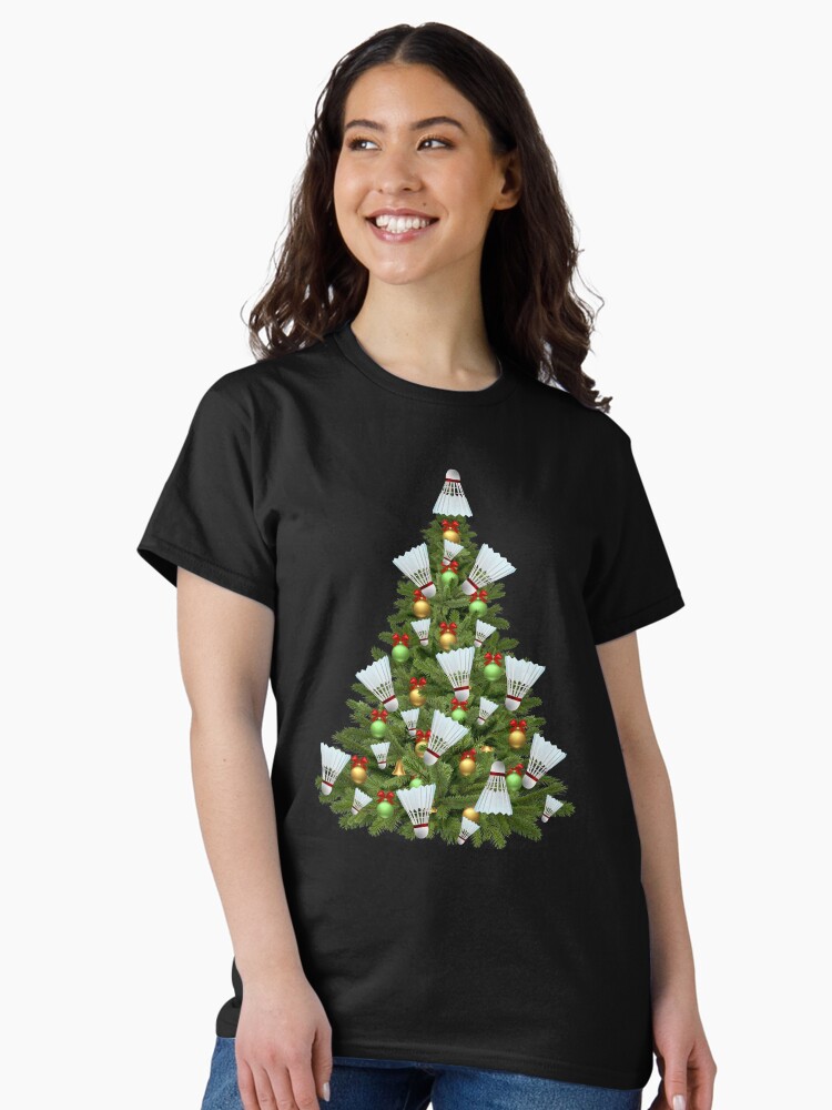 Thumbnail 2 of 7, Classic T-Shirt, Christmas tree badminton fan designed and sold by PuddleLaneArt.