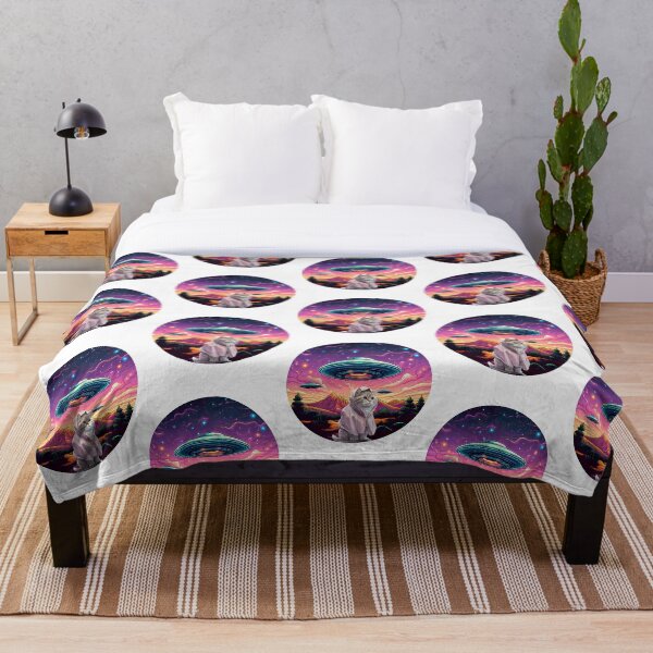 Item preview, cat ufo and pink sky designed and sold by BartekDesigne.