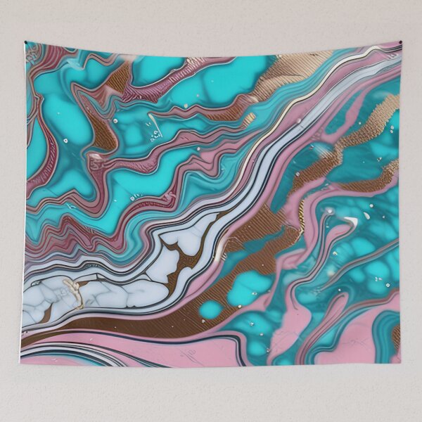 Item preview, Pink & Turquoise Marble with Flecks of Gold designed and sold by BirdsnStuff.